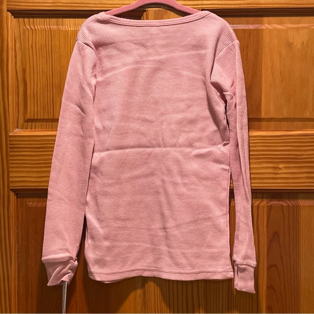 Carter’s Girls Size 8 or 8A Long Sleeve Top Solid Pink Small Waffle Knit NWT